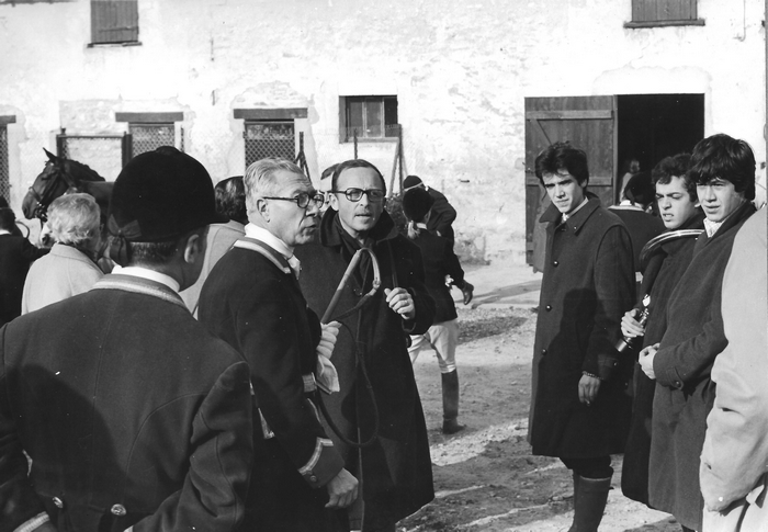 11 mars 1973 - MM. Lachaze, Hallo, Tétard et de Bordas - Photo de Georges Hallo - Don de M. J.-G. Hallo à la Société de Vènerie